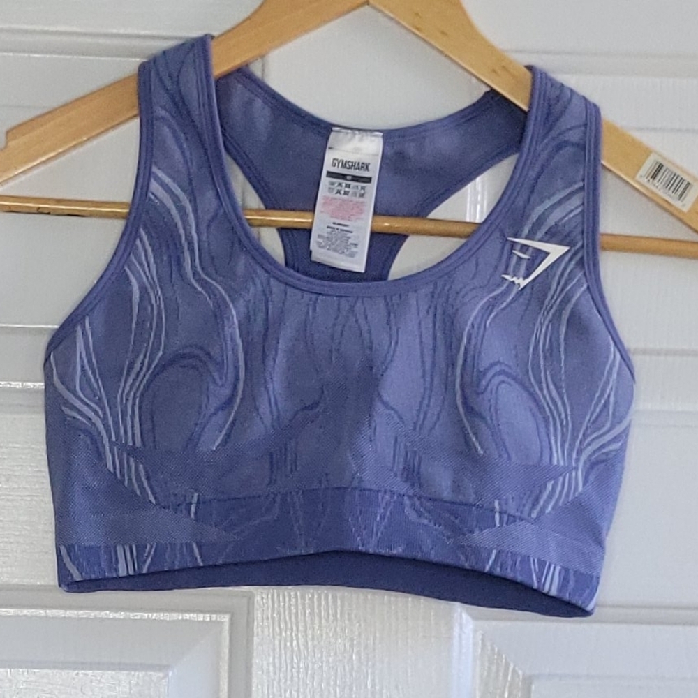 Gymshark Sports Bra - Periwinkle Blue with Camo Pattern - Size Medium